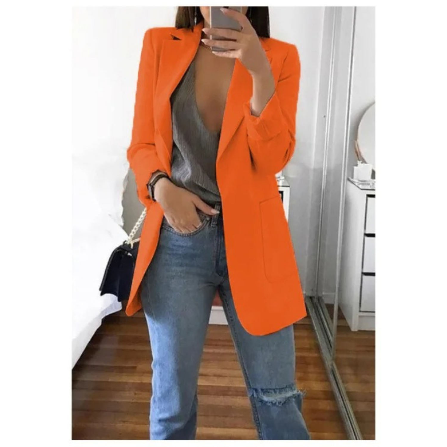 Blazer Femme Imprimé à Double Boutonnage - Idéal pour le Bureau
