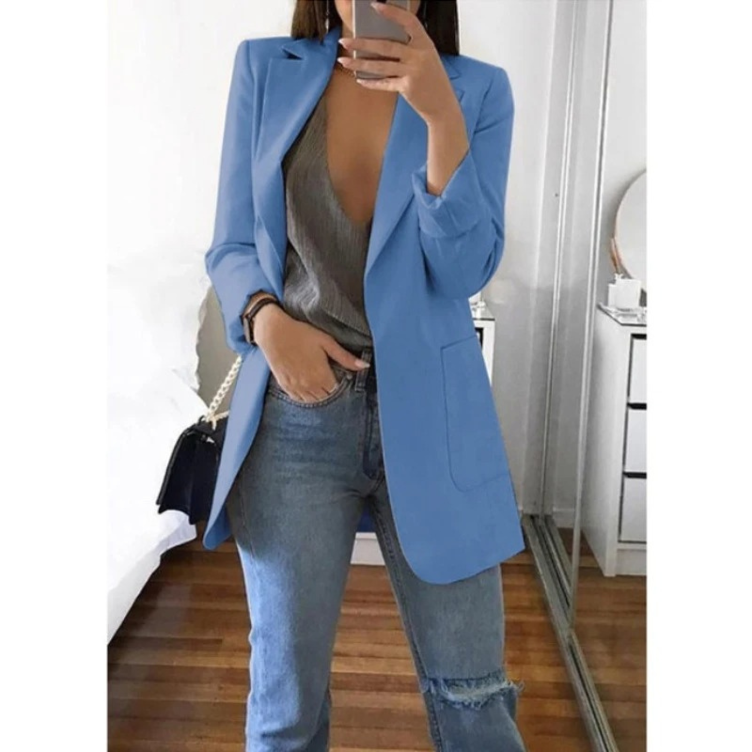 Blazer Femme Imprimé à Double Boutonnage - Idéal pour le Bureau