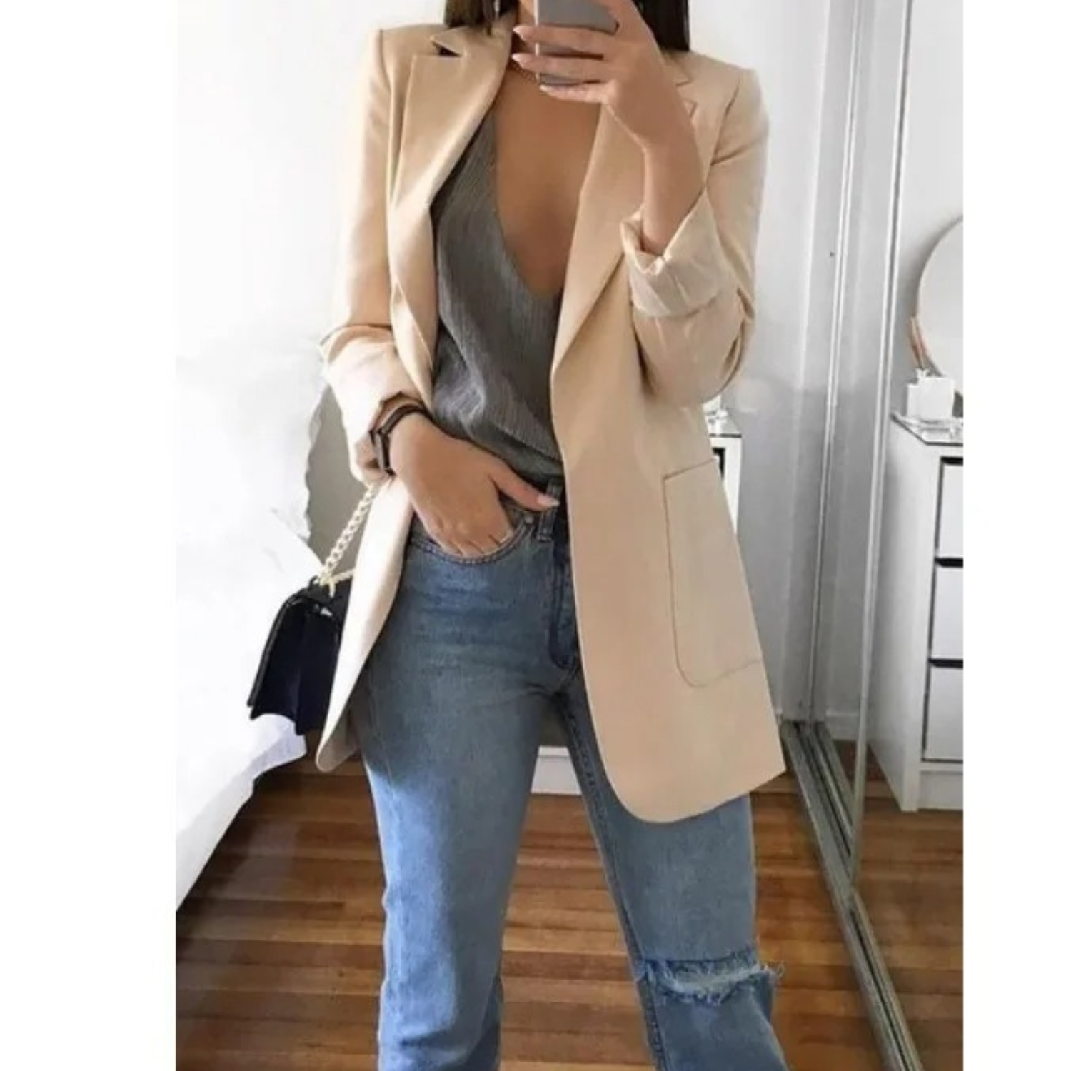 Blazer Femme Imprimé à Double Boutonnage - Idéal pour le Bureau