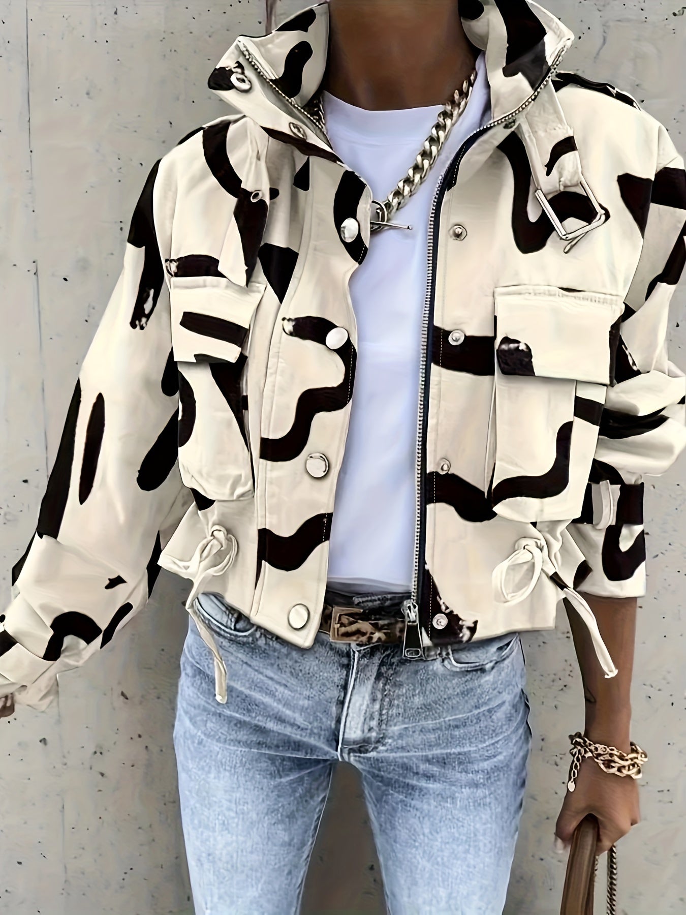 Veste Femme Chic avec Col Montant