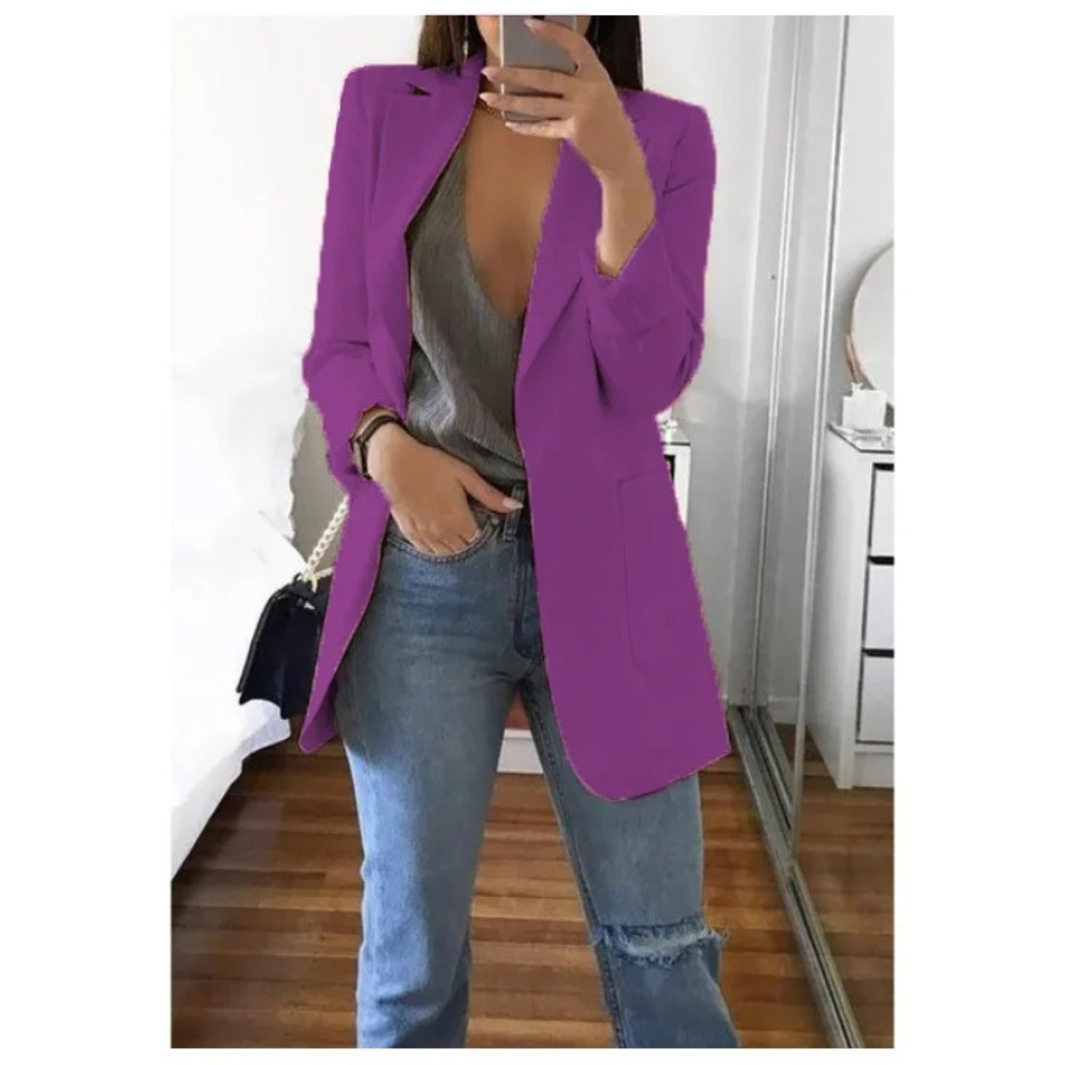 Blazer Femme Imprimé à Double Boutonnage - Idéal pour le Bureau