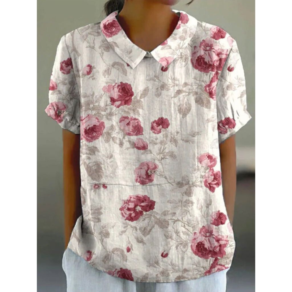 Blouse en Coton à Motif Floral Champêtre