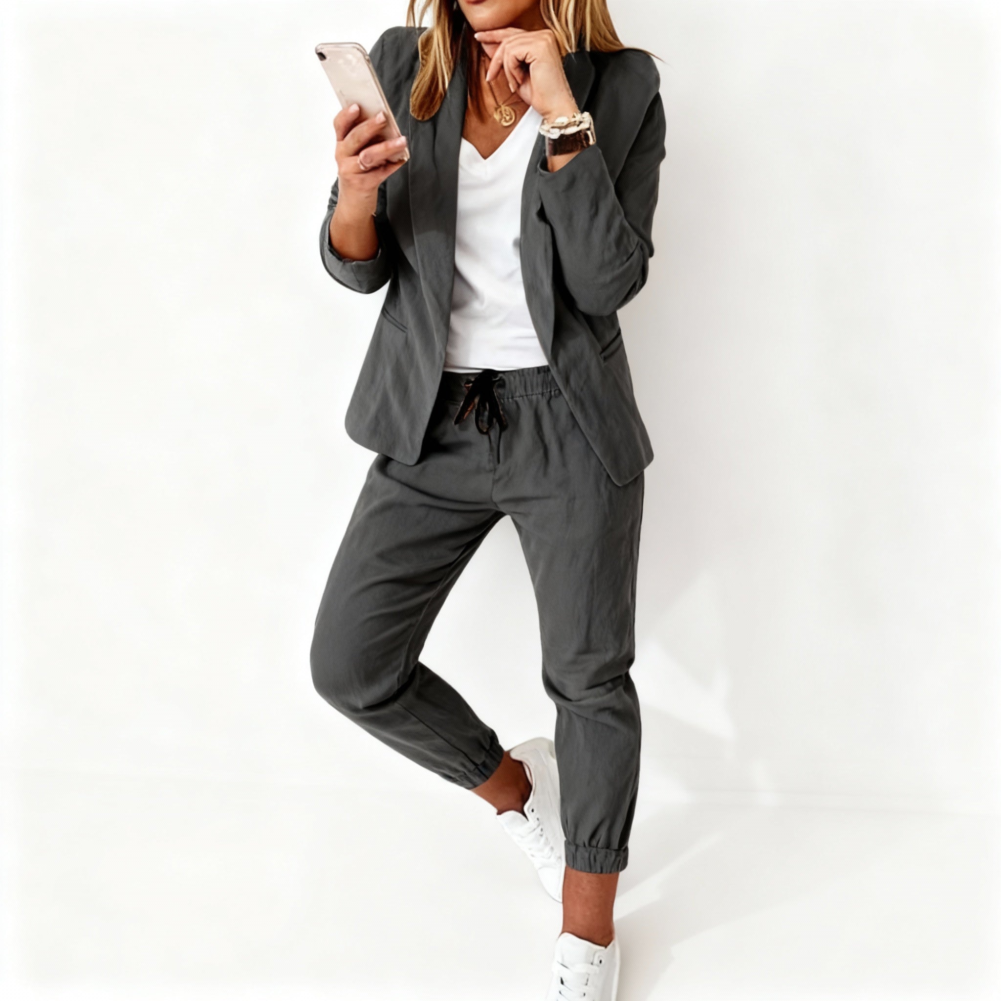 Ensemble Chic Blazer et Pantalon Jogging pour Femmes – Tenue Coordonnée Élégante