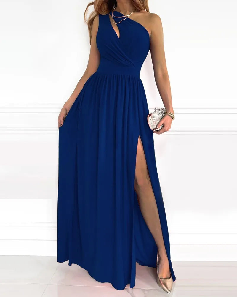 Robe Maxi Élégante à Épaule Unique